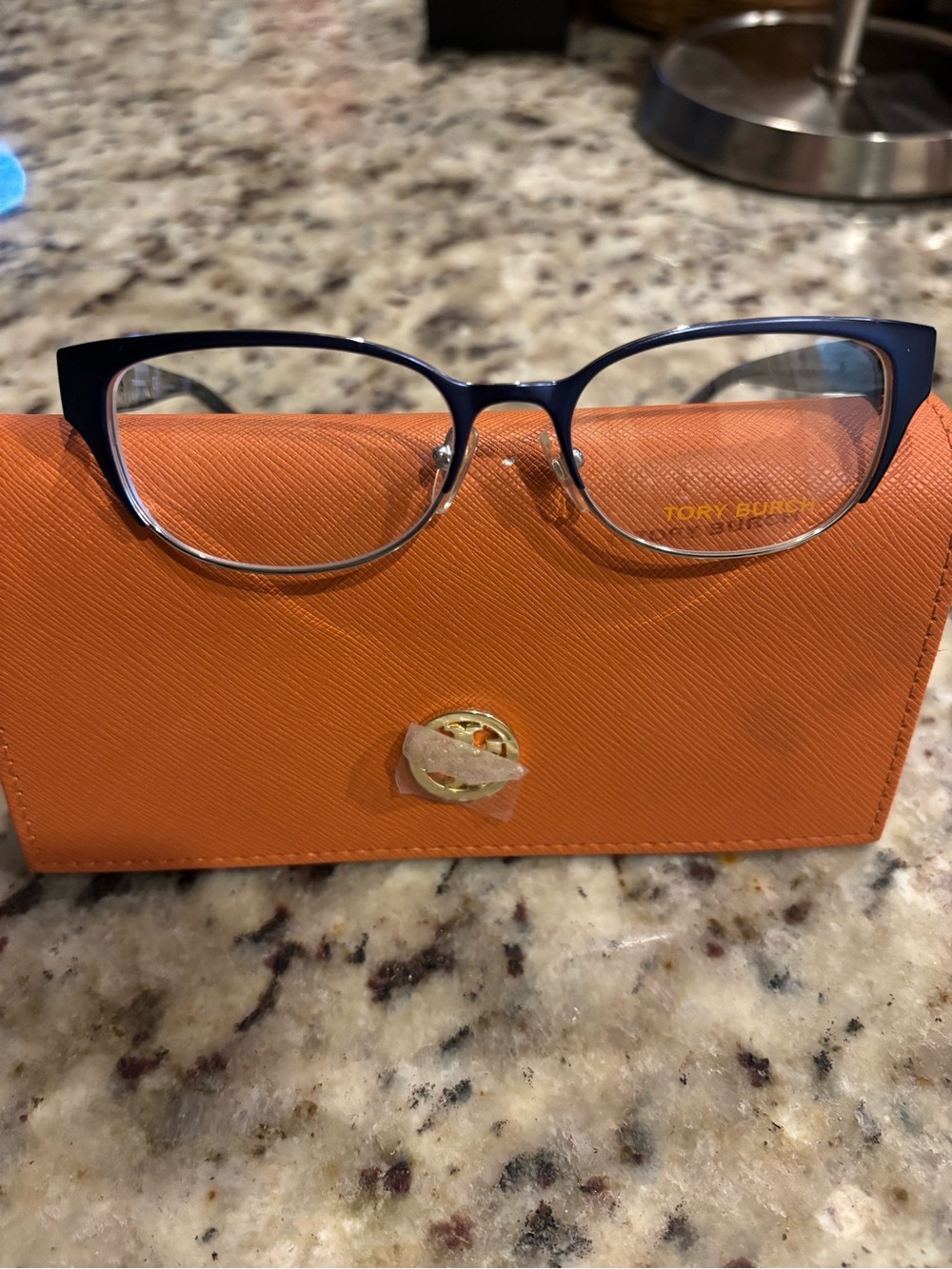 Tory Burch Navy Blue Cat-Eye Optical Glasses